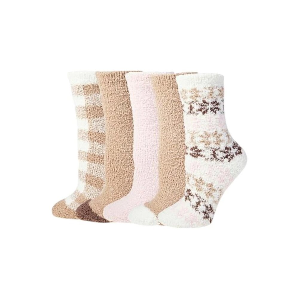 Comfort Code Holiday Microterry Double Layer Cozy Crew Socks Size 4-10 5Pack NEW